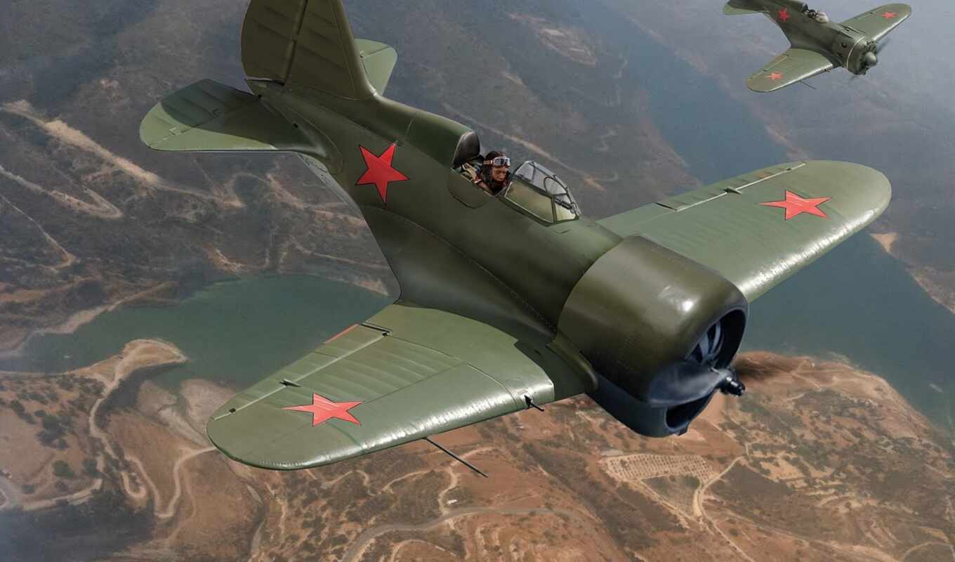 sky, art, plane, the fighter, aviation, single, engine, military, plane, soviet
