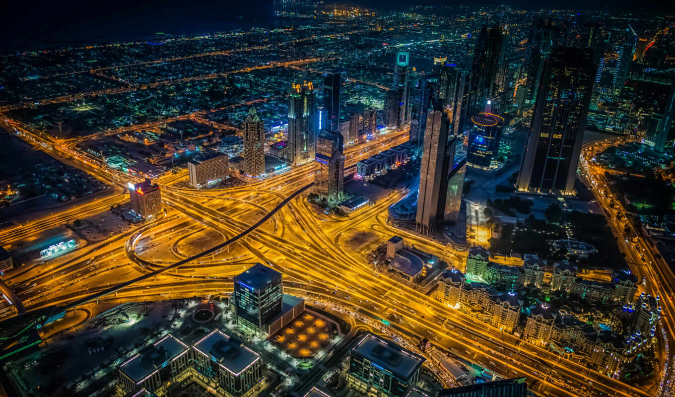 photo, view, city, night, road, Arabian, the first, skyscraper, dubai, khalifa