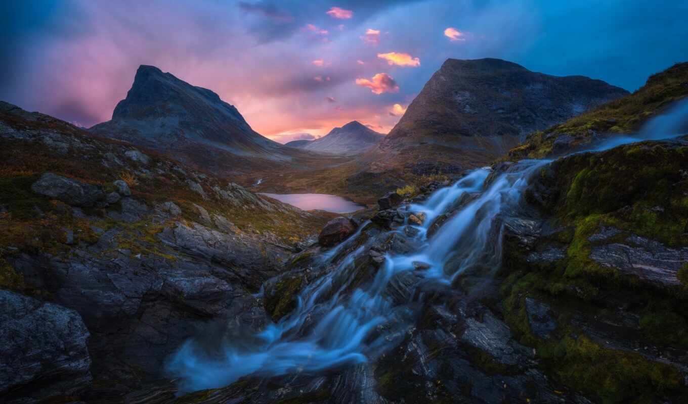 nature, eric, water, mountain, rock, tapety, waterfall, song, norwegian