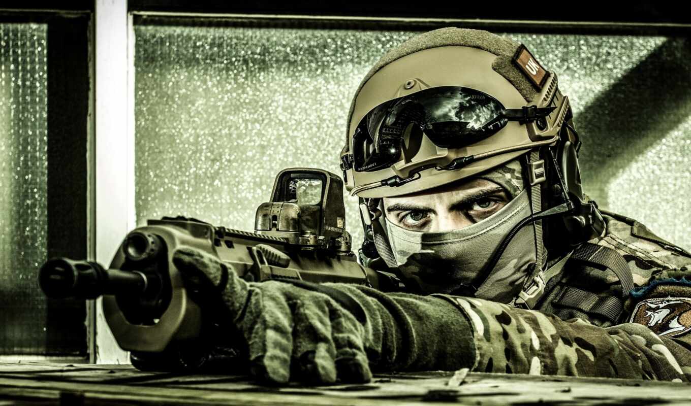 eye, rifle, uniform, plan, soldier, helmet, slow