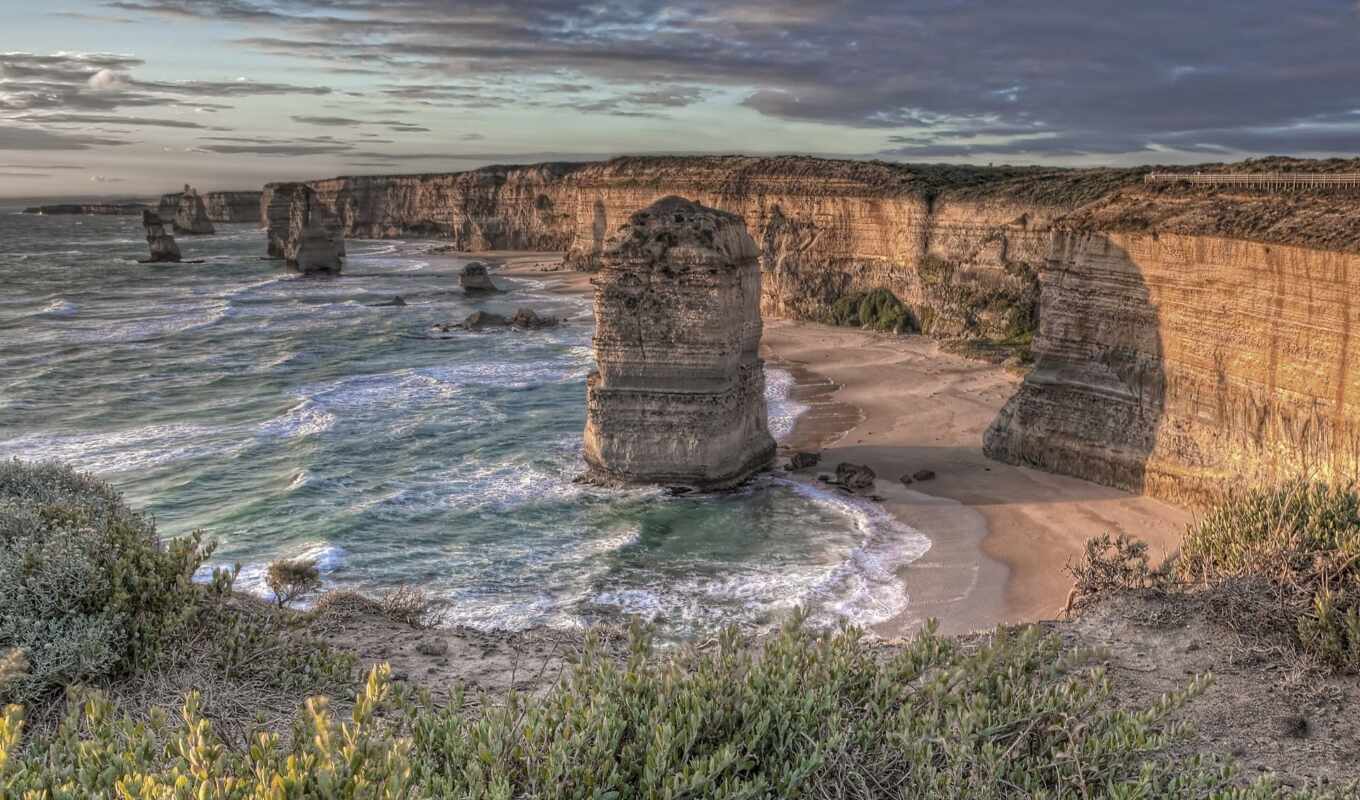 beach, Australia, landscape, sea, ocean, coast, stones, beach, aposts, gorgeous