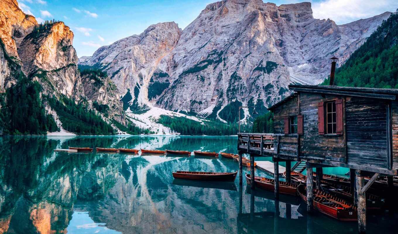 lake, nature, italian, a boat