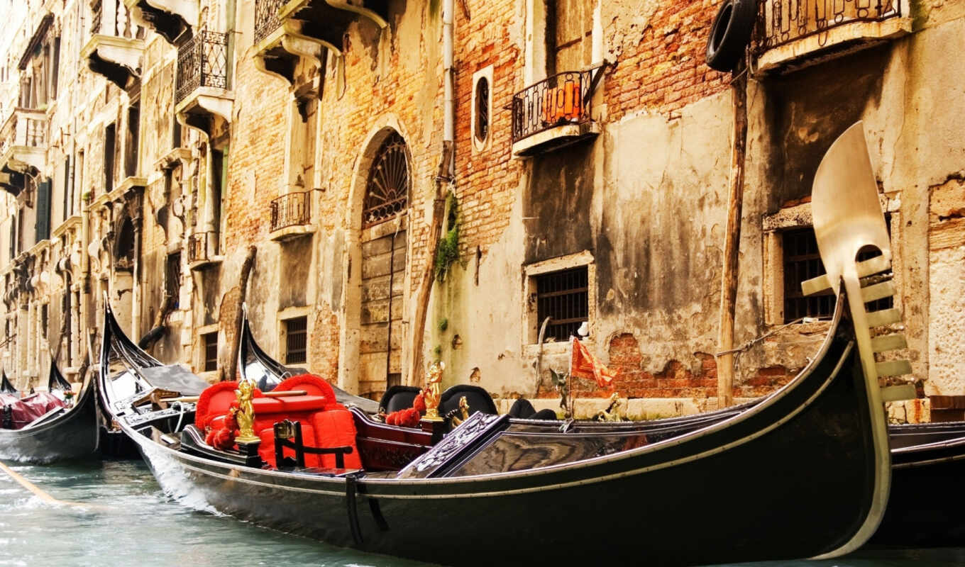 channel, italy, Venice, gondolas, gondola, photo wallpapers