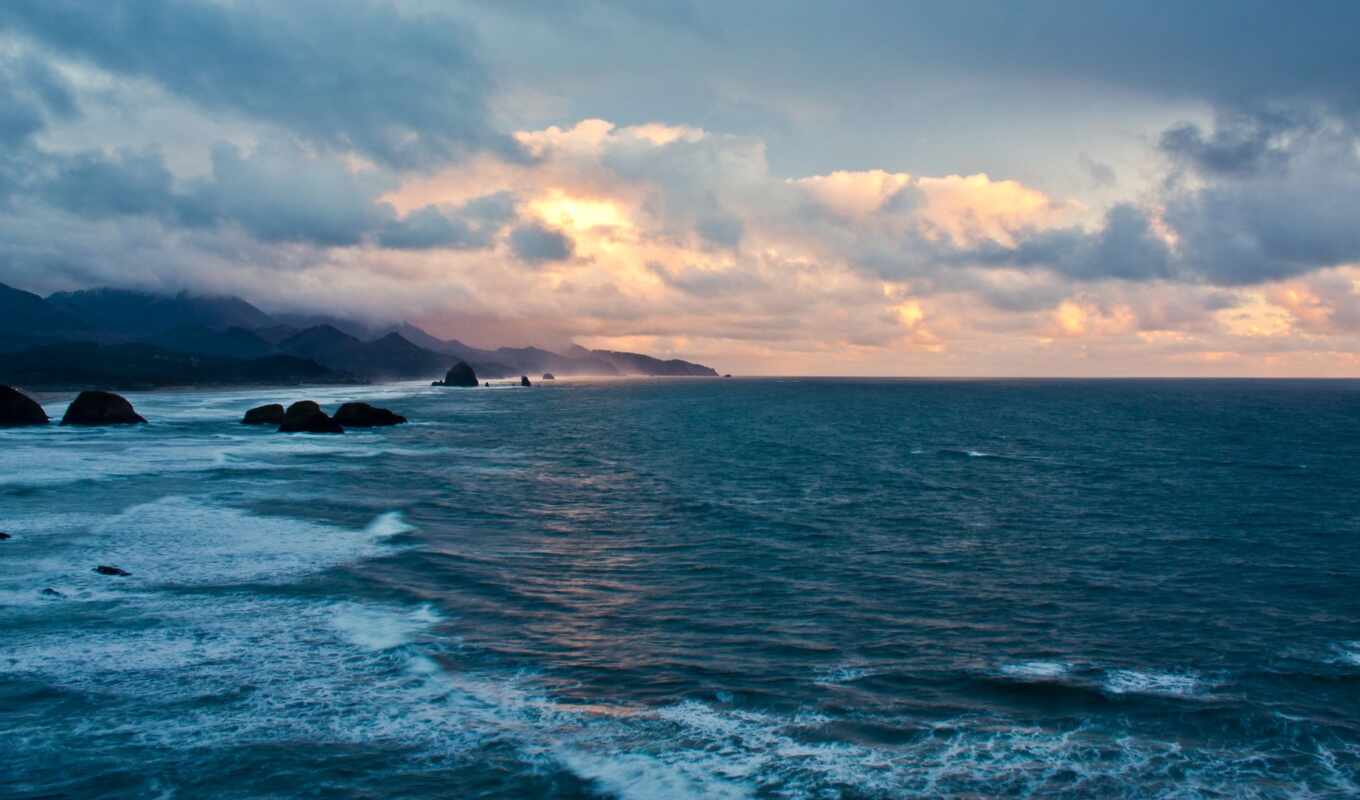 blue, sea, ocean, horizon, backgrounds, cloud