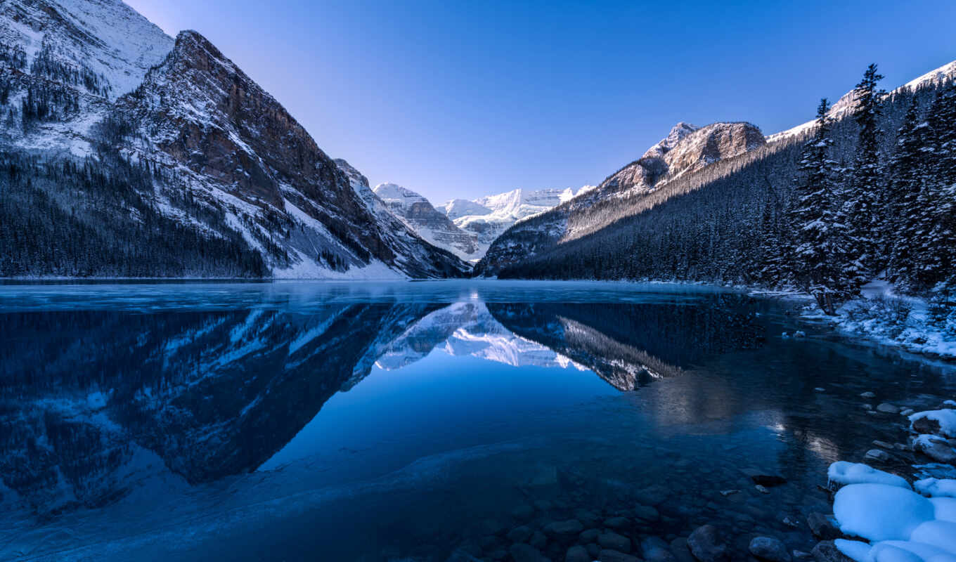 озеро, природа, landscape, louise, канада, альберта, канадский, горы