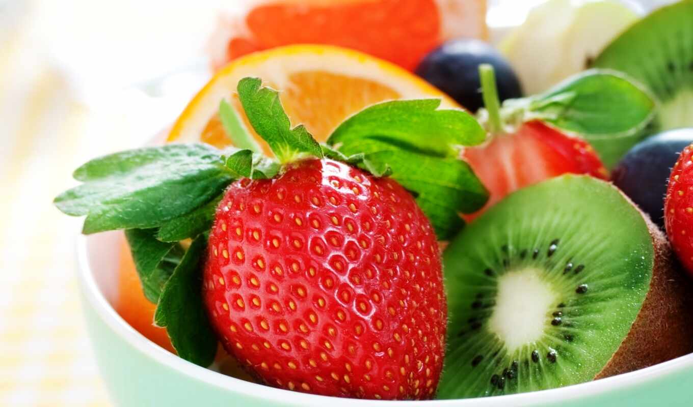 orange, strawberry, kiwi, fruits, salad, berries