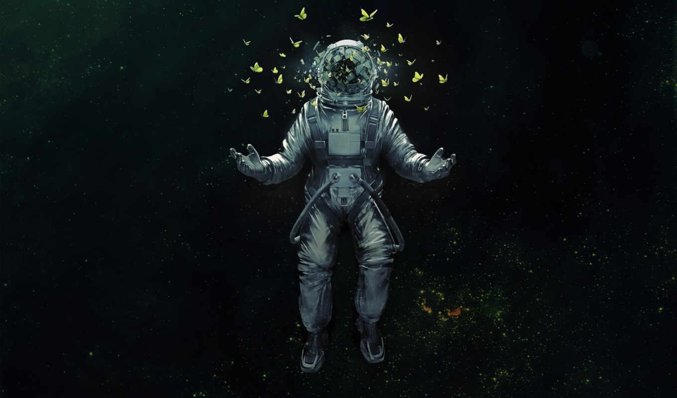 бабочка, космос, астронавт