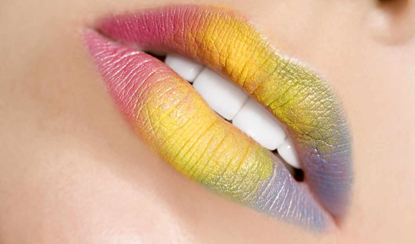 paint, macro, lips, lipstick, lips, bright, multicolored