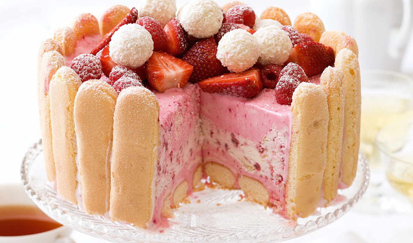 meal, large format, dessert, strawberry, cake, dessert, berries