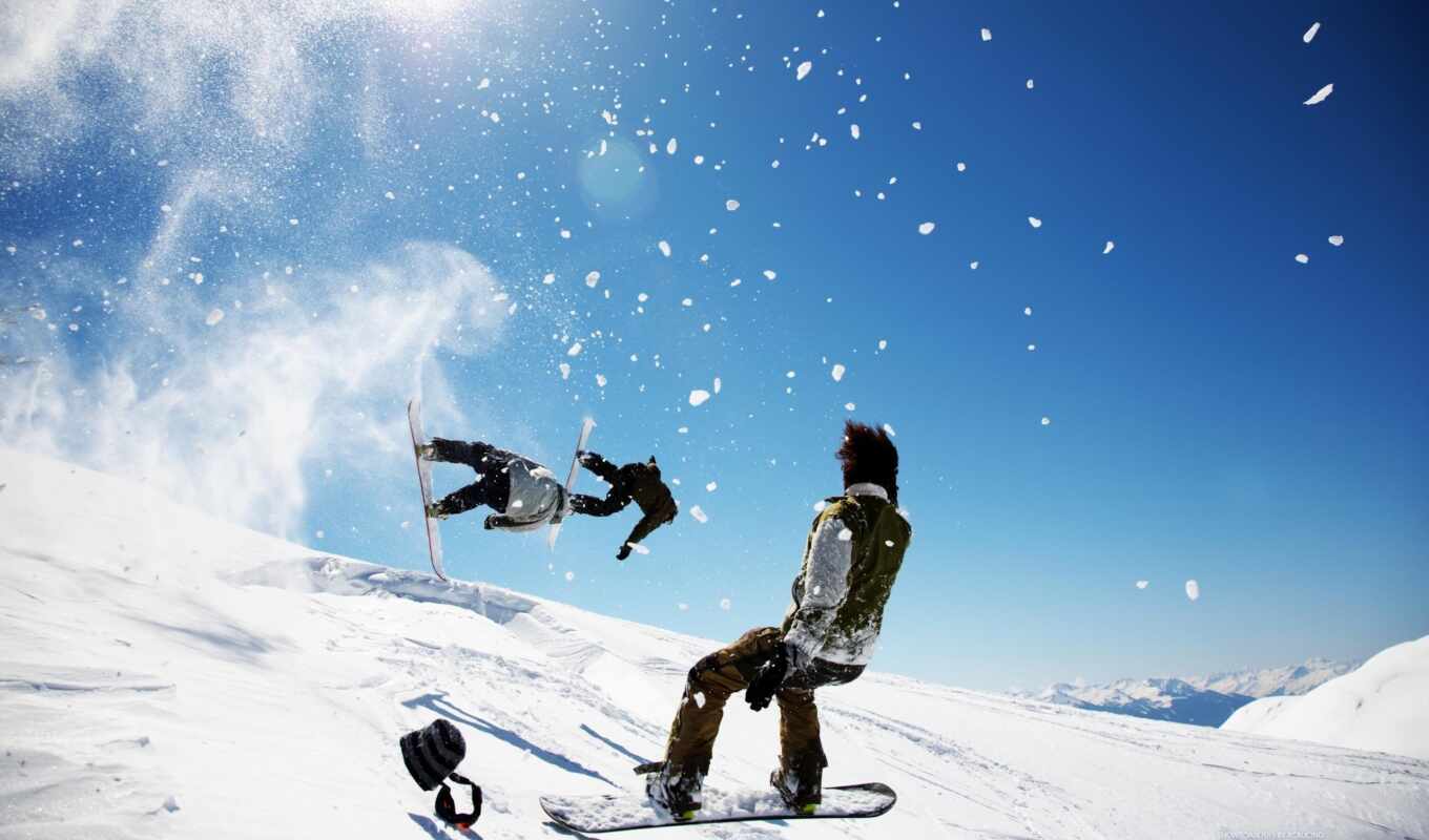 view, winter, mountain, sport, extreme, snowboard