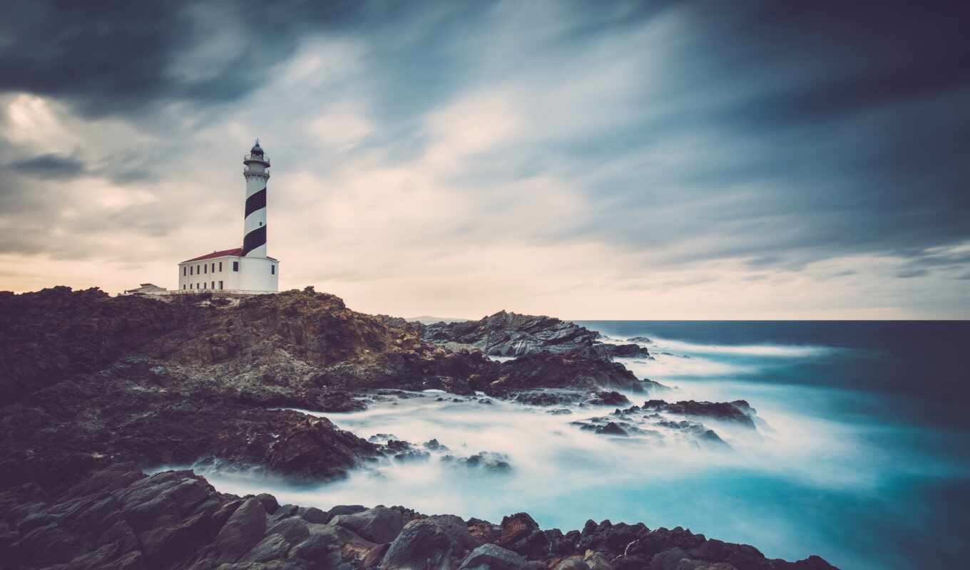 фон, lighthouse, ocean, побережье
