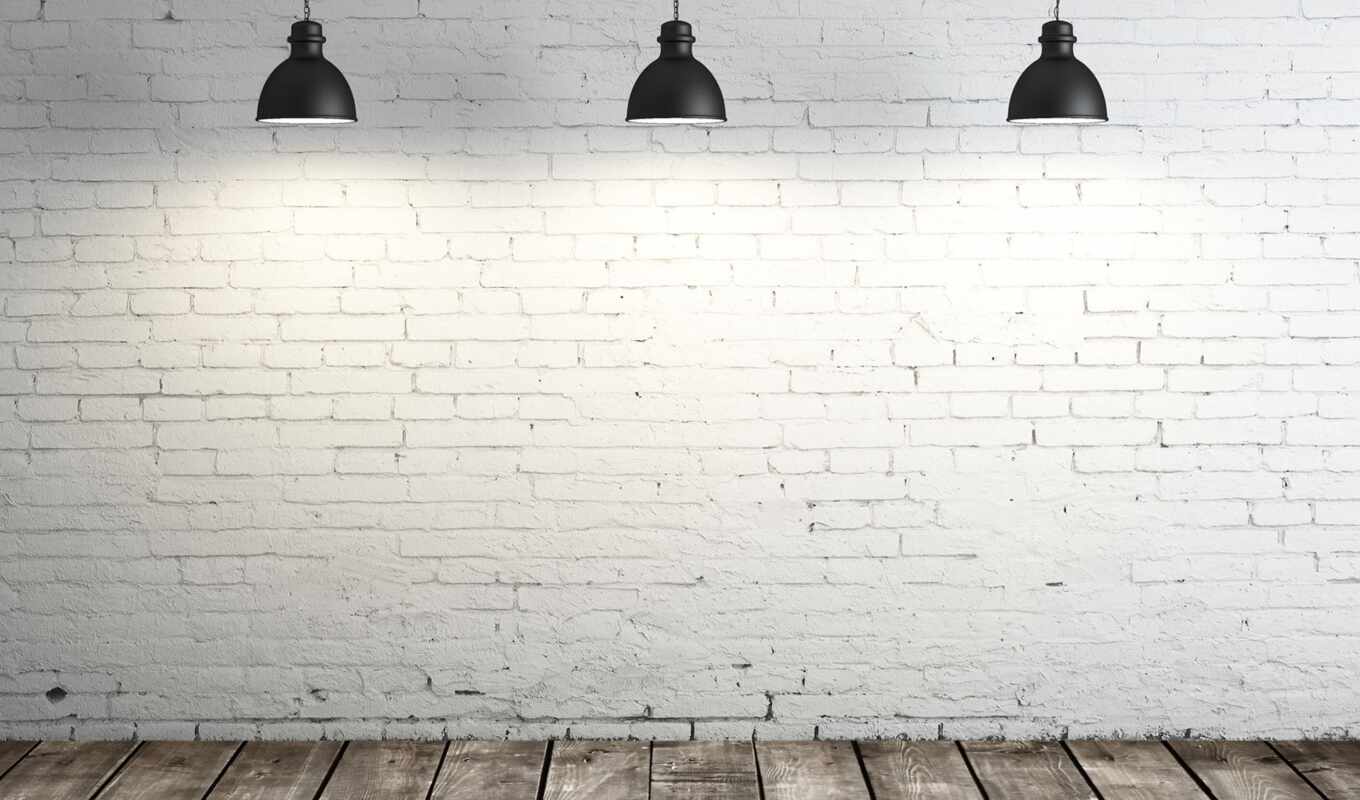 wall, white, room, lamp, brick