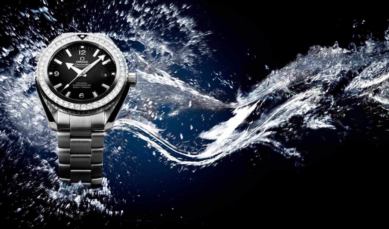 water, splashes, omega, men 's, wrist watch, seamaster