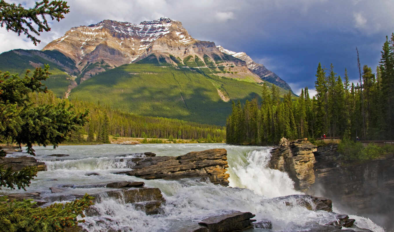 озер, falls, канадский, скалы, jasper, ürek, athabasca