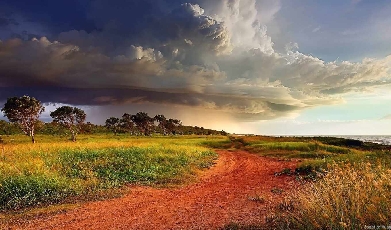 sky, rain, rock, Australia, landscape, cloud