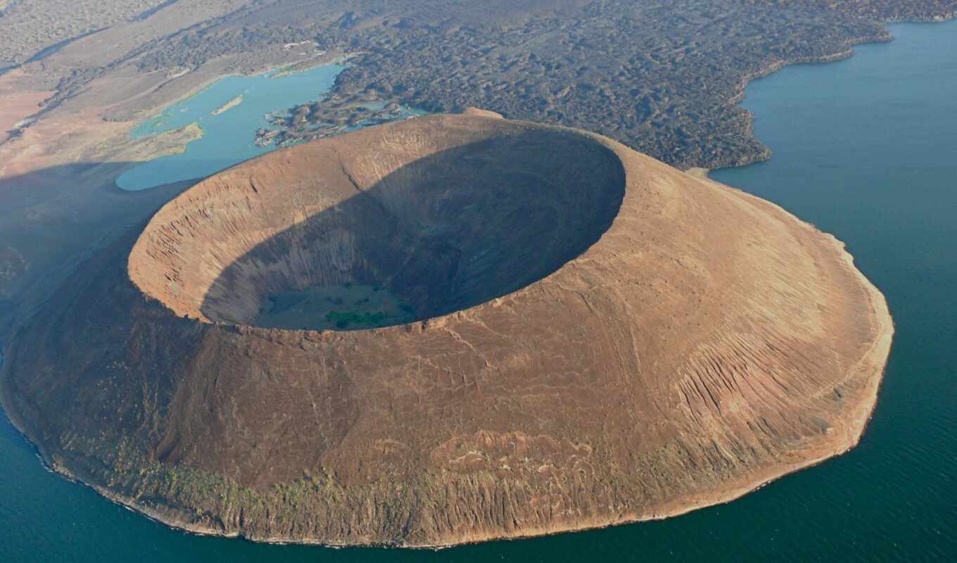 озеро, crater, kenya, туркана