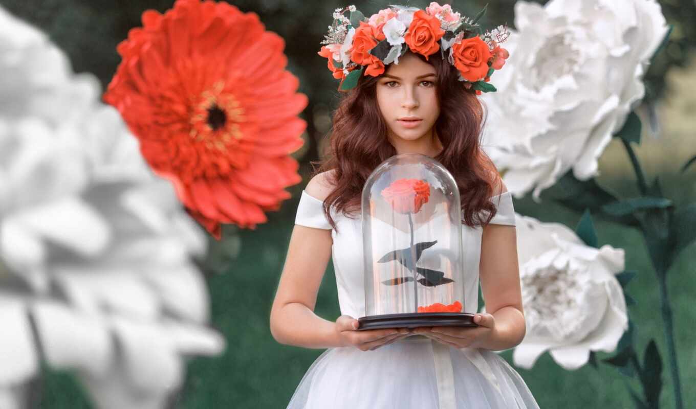 nature, girl, a computer, branch, takeoff, toy, a wreath, event, antiques, pazlyi