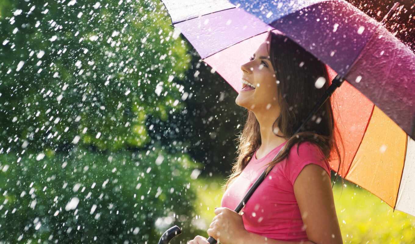 девушка, дождь, photos, images, photography, happy, зонтик
