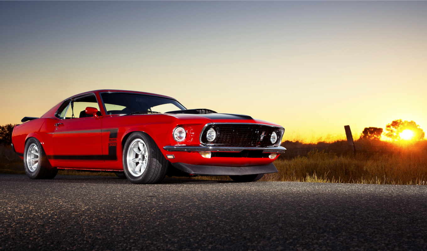red, boss, cars, mustang, muscle