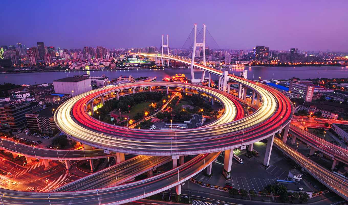 мост, города, shanghai, китаянка, nanpu