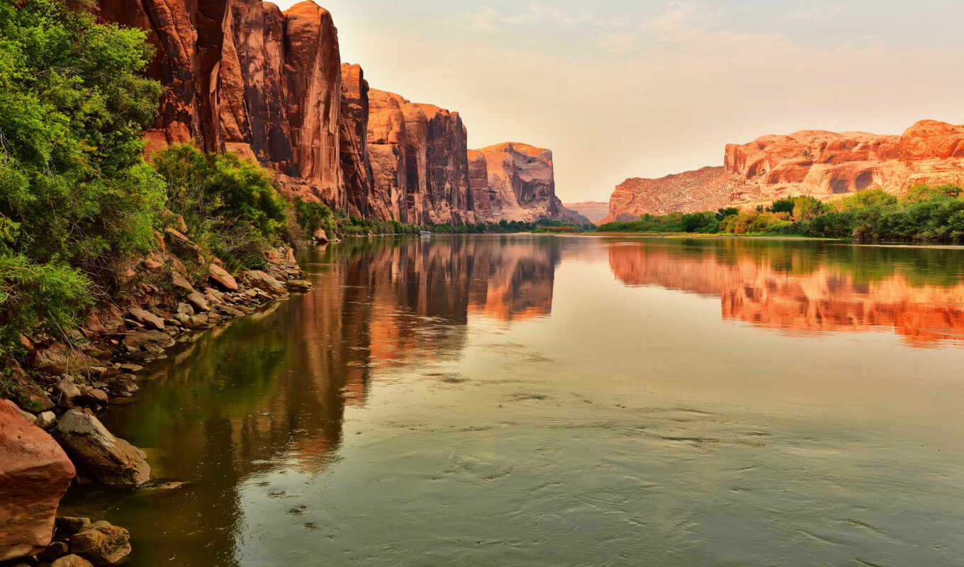 rock, река, отражение, каньон, moab