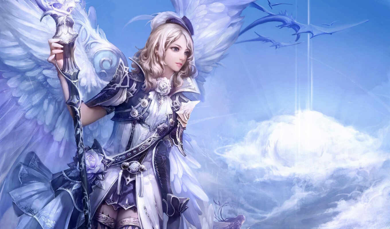 wallpapers, wallpaper, hd, desktop, and, free, computer, games, girl, picture, collection, angel, fantasy, , wings, tower, aion, eternity, server