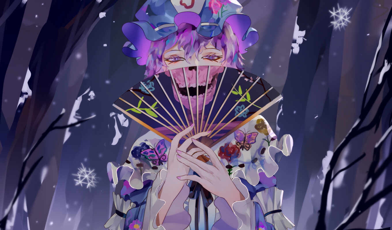 skull, purple, anime, loli, hair, fashion, kimono