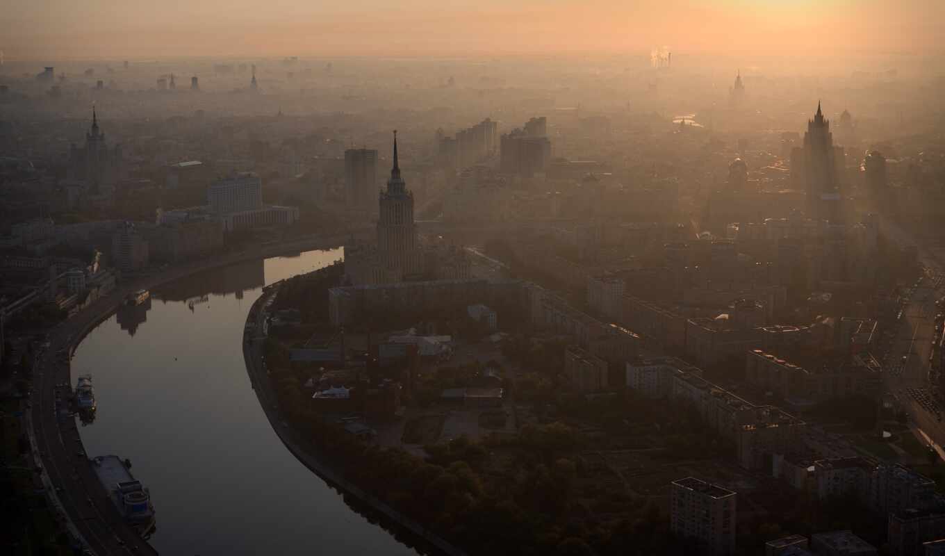 дома, russian, москва, кремль, река, тумане