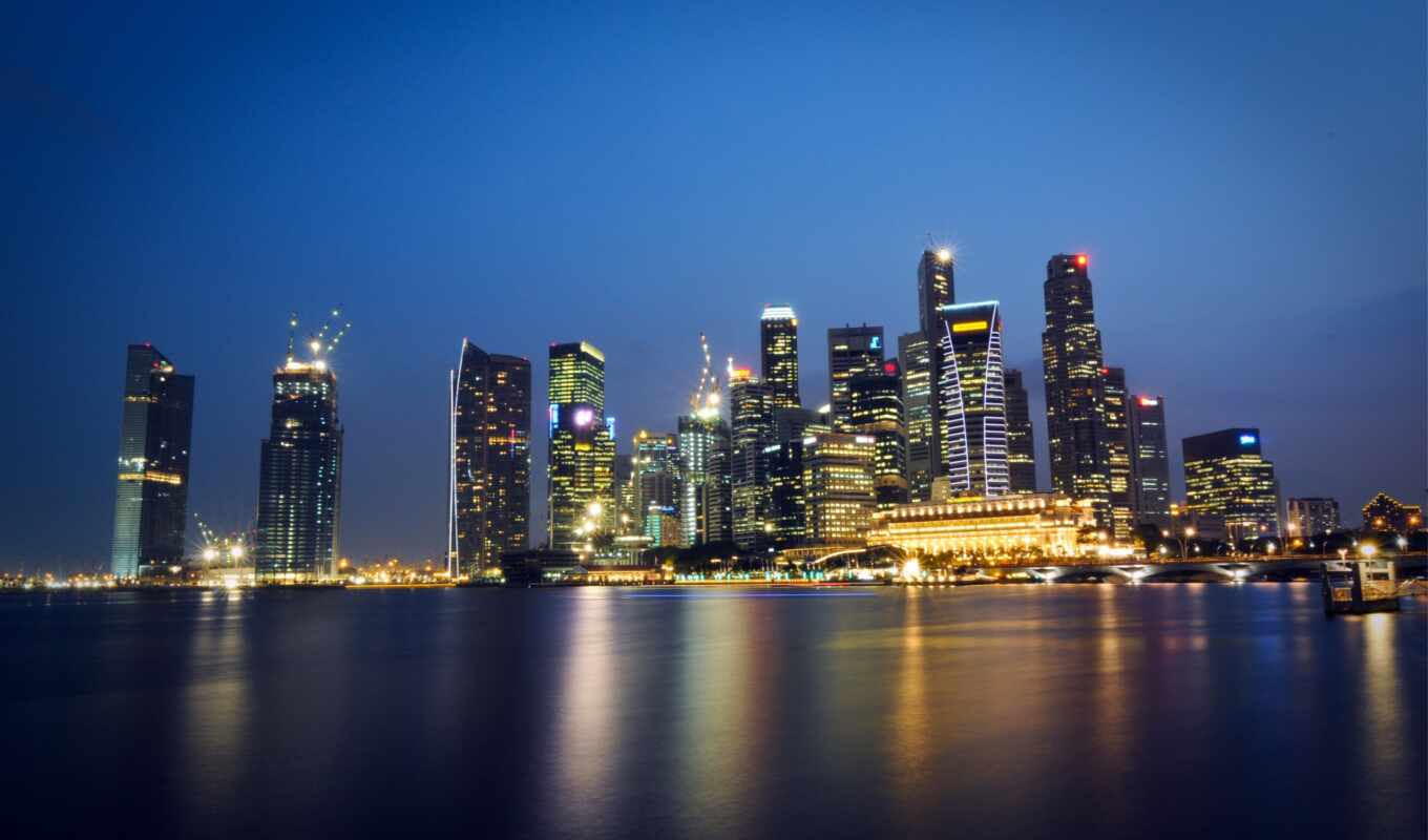 город, ночь, singapore, познавательный