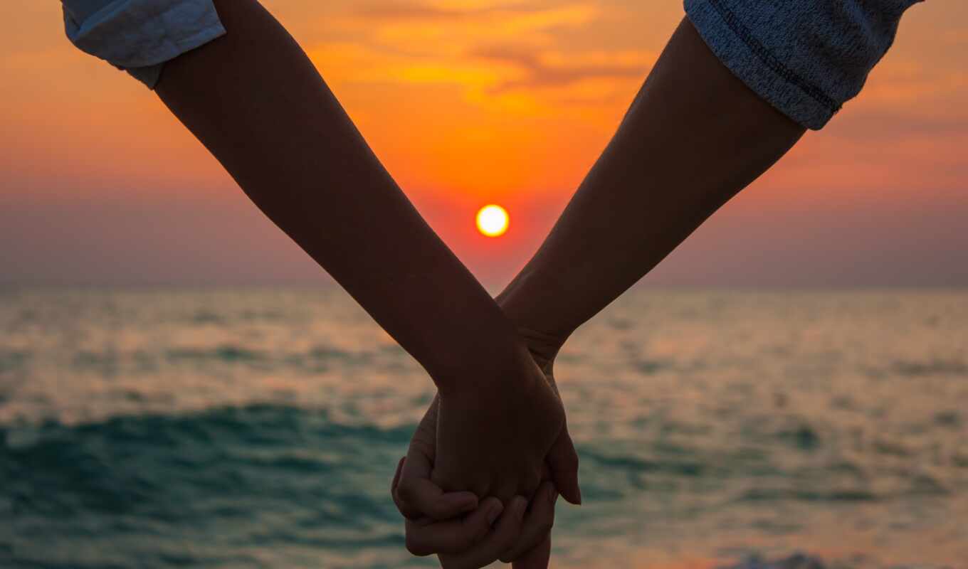 nature, love, sunset, sea, two, hold, steam, arm, fall in love, stokovyi