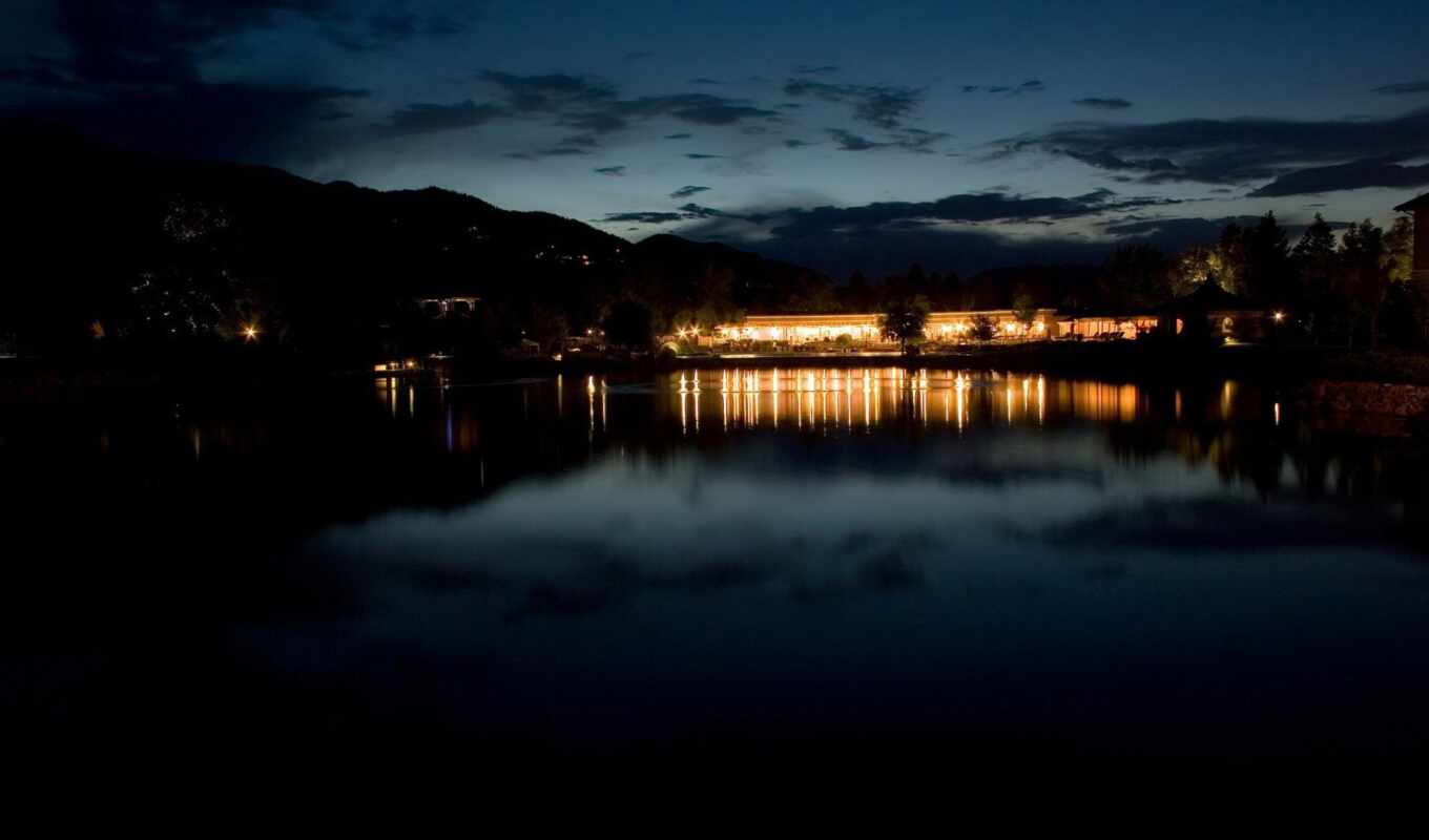 lake, light, night, dark