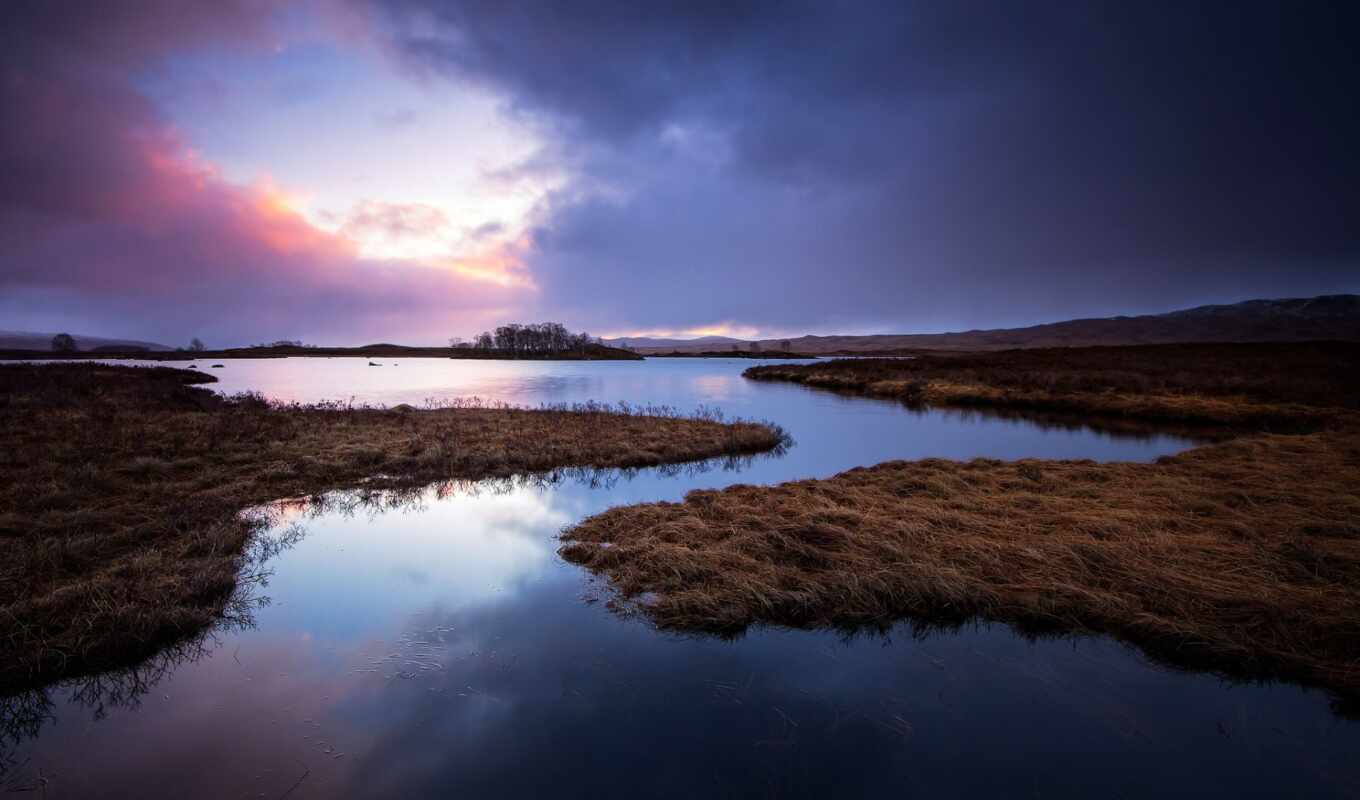 озеро, природа, увеличить, утро, шотландия, scotia, loch