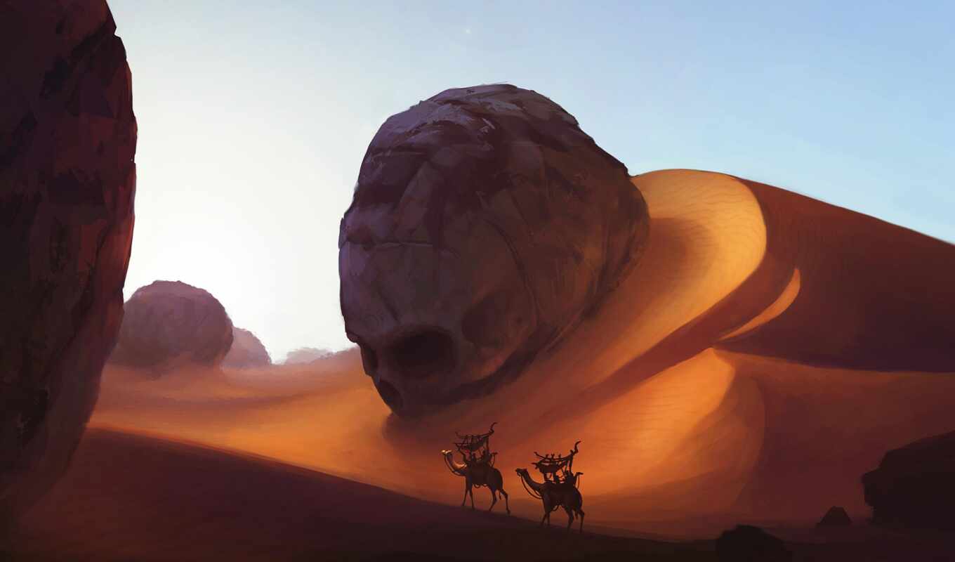 caravan, desert, dune, camel