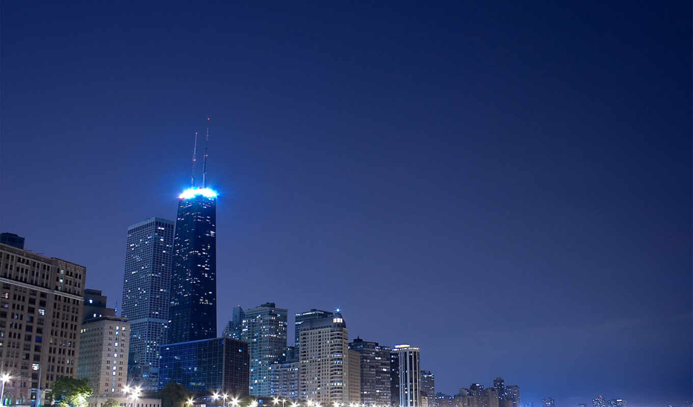 lake, city, night, centre, chicago, trail, hancock, lake