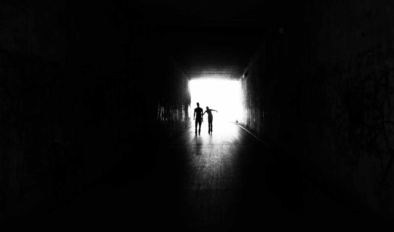 фото, art, black, white, лицо, свет, прогулка, shadow, конец, силуэт, туннель