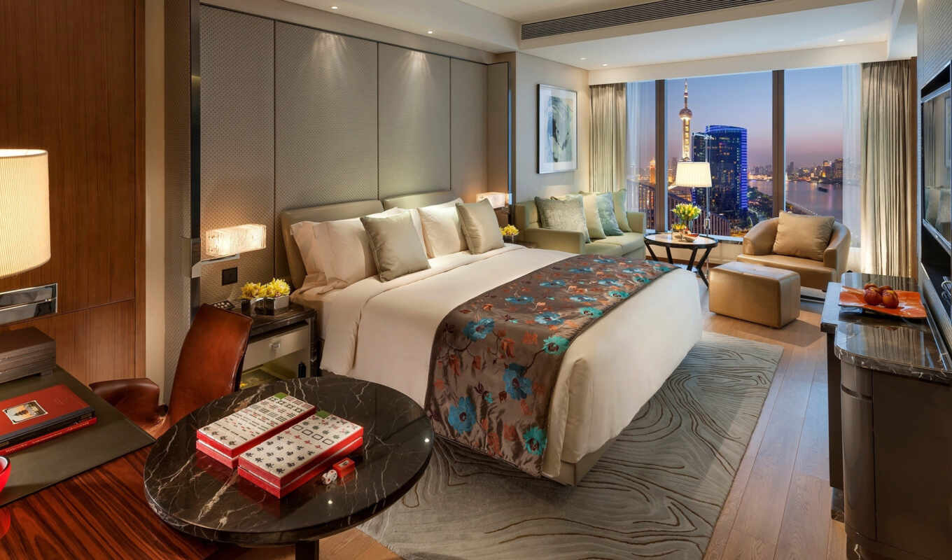 hotel, кровать, спальня, shanghai, oriental, mandarin, pudong, mocah