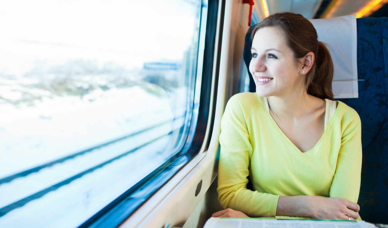 woman, a train, travel