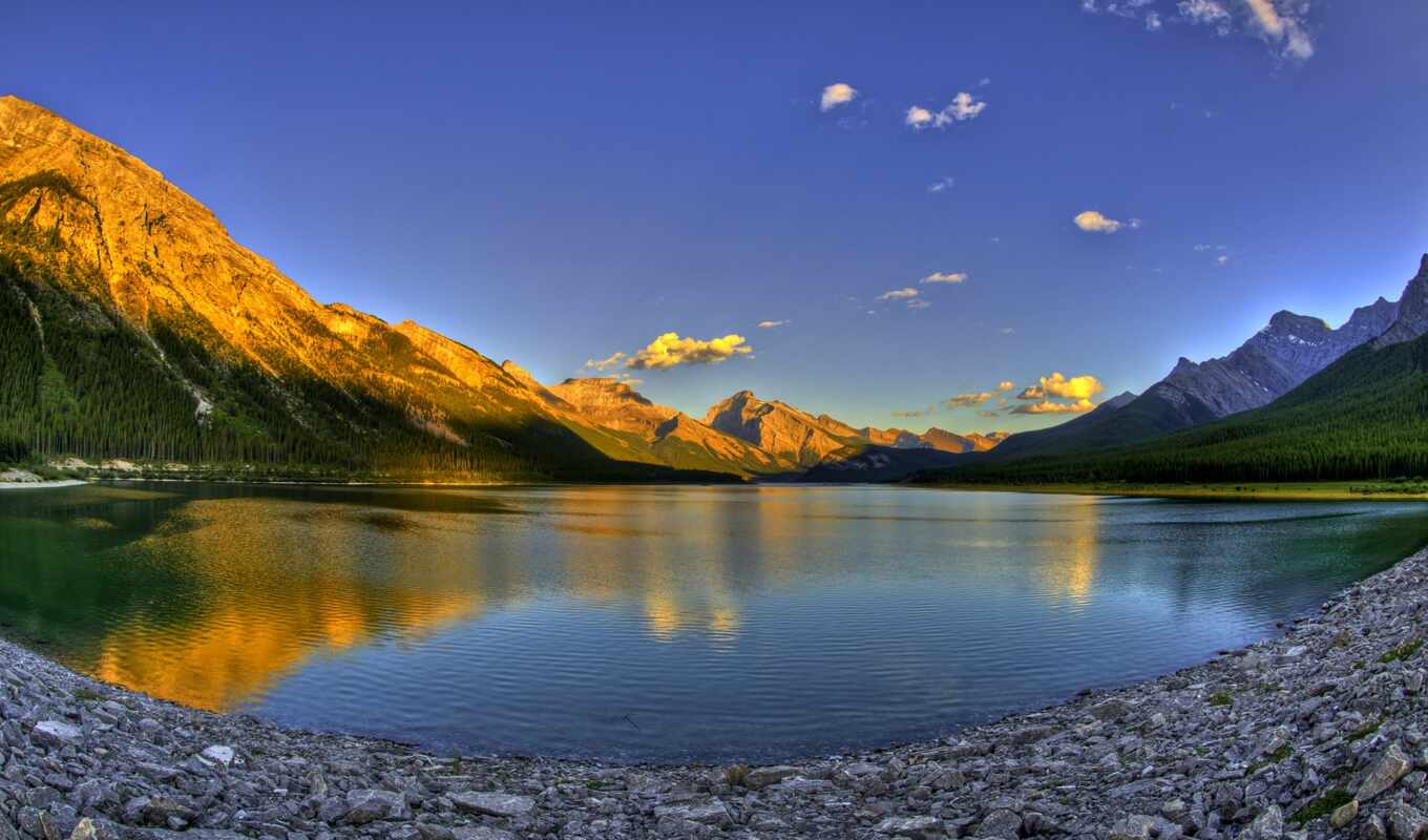 lake, mountain