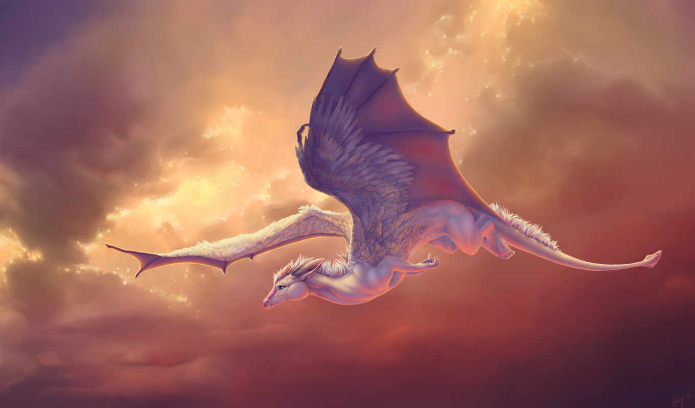 art, flight, fantasy, tentacles, sky, mythical, wings, of the