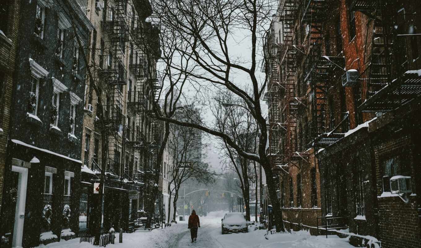 снег, улица