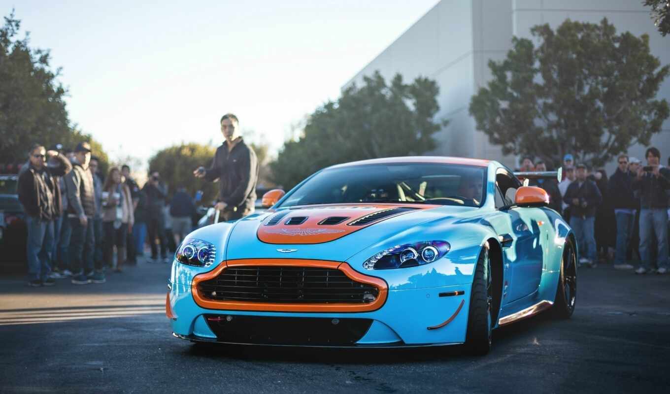blue, авто, car, aston, martin, race, sports, оранжевый