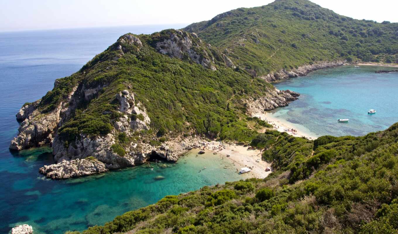 beach, rock, sea, island, greece, korf