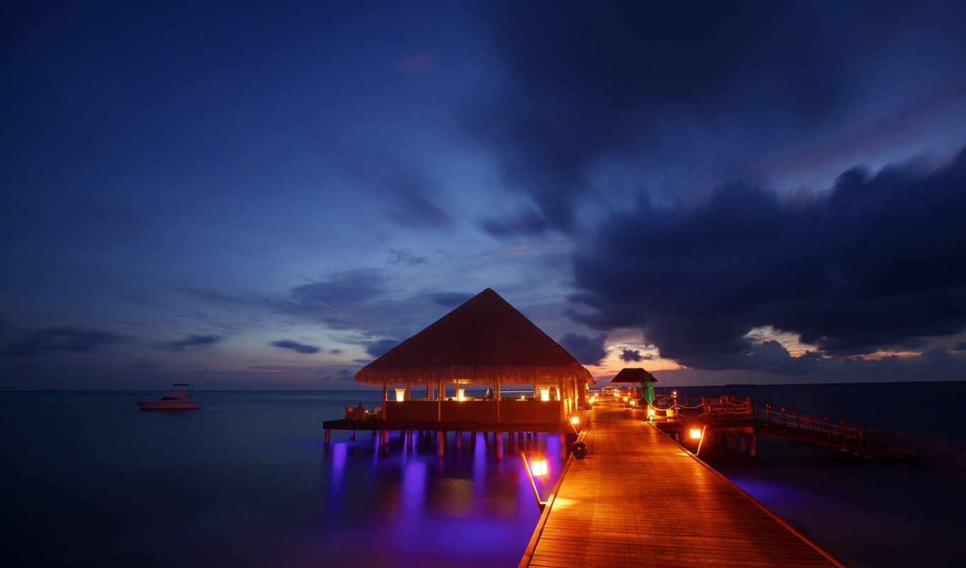 вечер, resort, maldives, tropics, бунгало, kanuhura