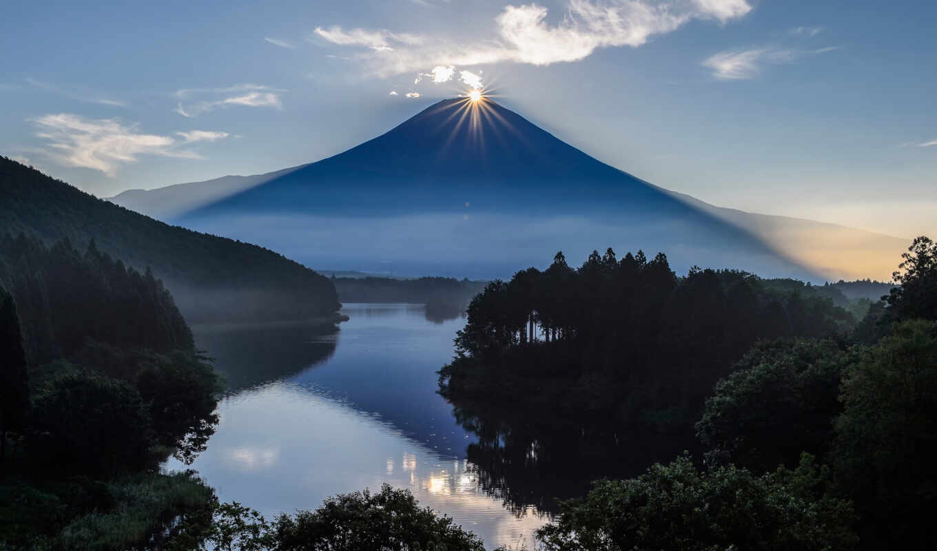 nature, vintage, temple, volcano, Japan, fujima, fuji