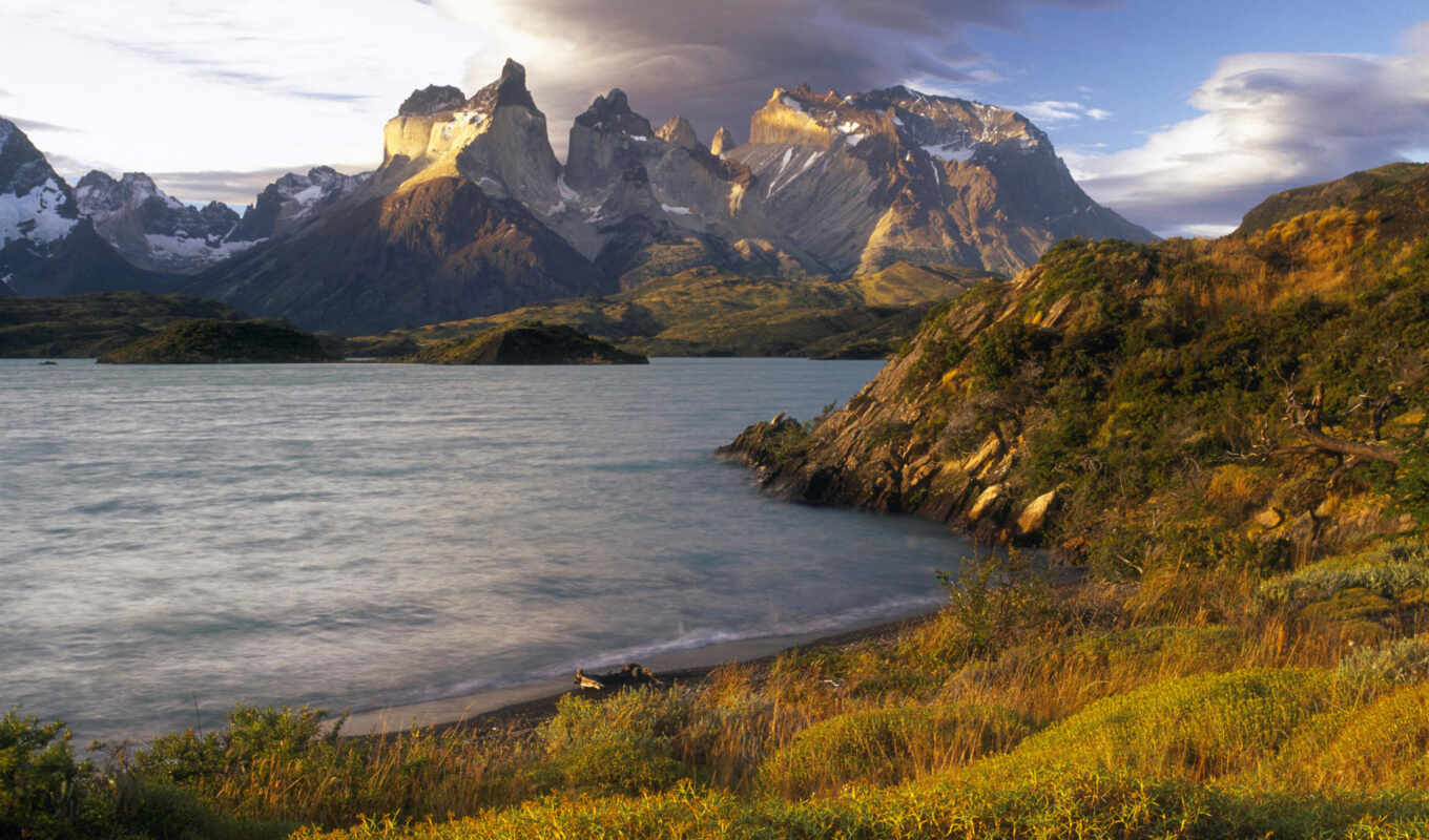 озеро, день, del, park, paine, chile, patagonia, national, torre, pehii