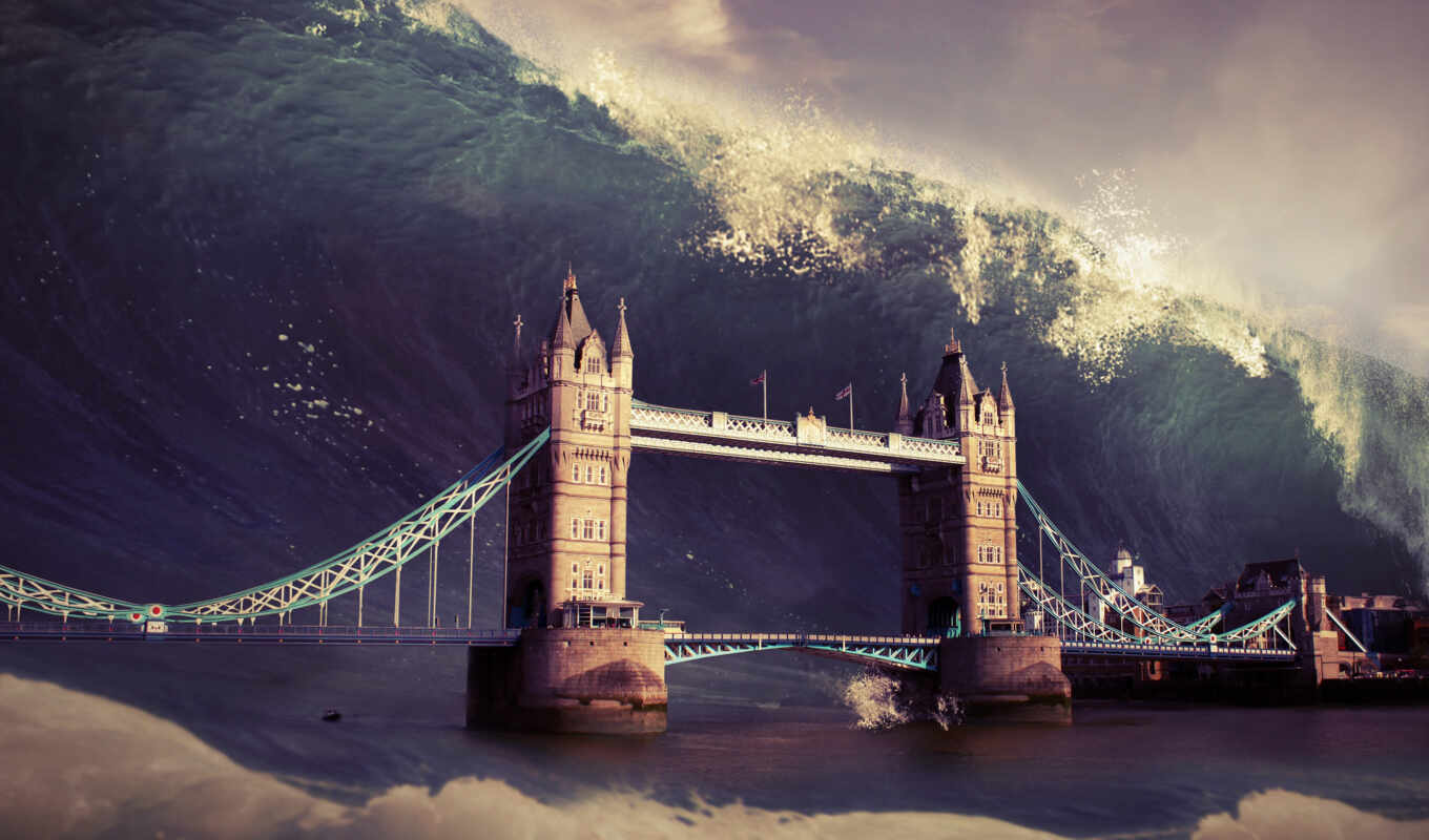 город, мост, world, апокалипсис, science, волна, london, glacier, real, article, потоп
