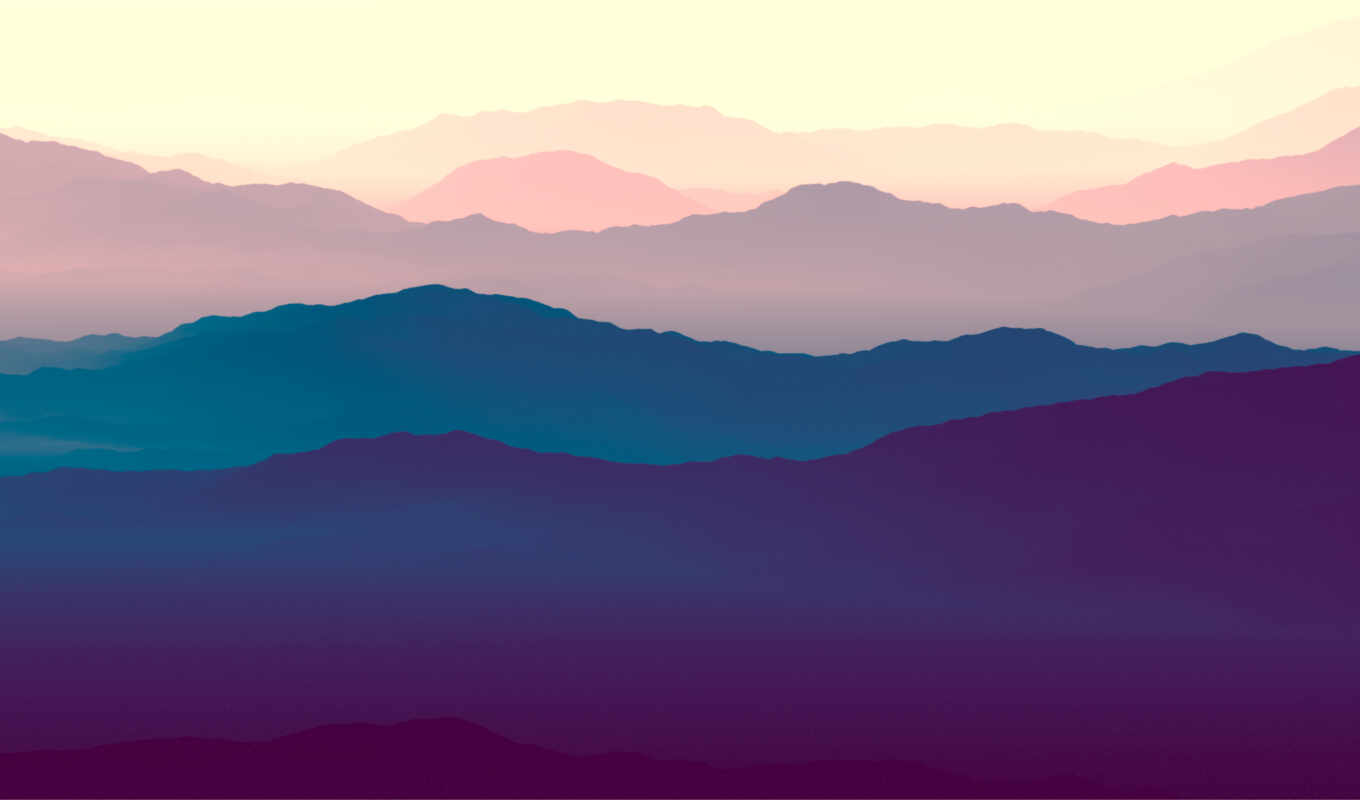 природа, purple, gradient, landscape, горизонт, mountains