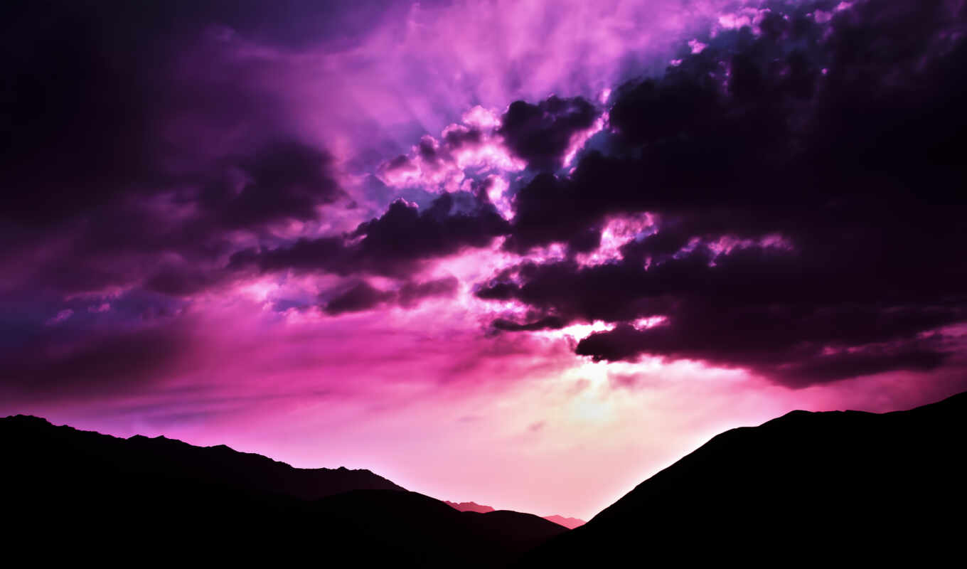 nature, purple, sunset, city, post, purple