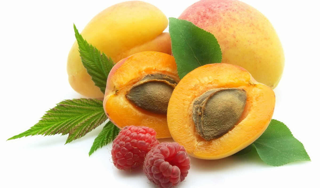 еда, плод, малина, листочек, ягода, абрикос, shirokoformatnyi, чистый