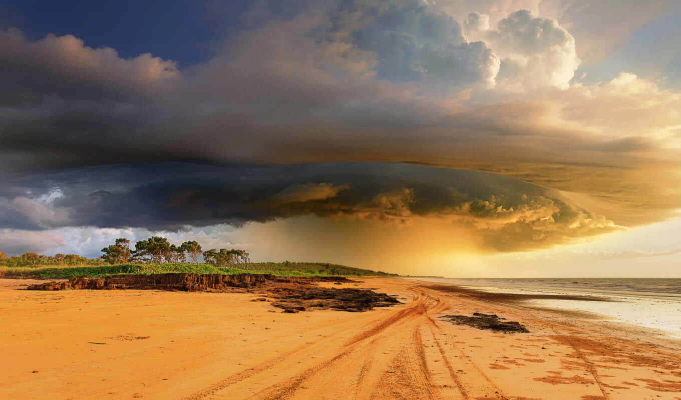 природа, небо, буря, пляж, австралия, австралии, ocean, tropical, циклон, тучи
